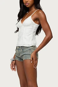 Edikted Taeyn Fringe Textured Chiffon Top