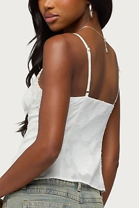 Edikted Taeyn Fringe Textured Chiffon Top