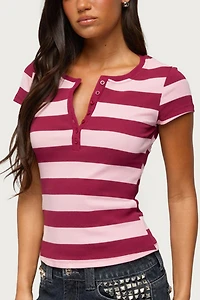 Edikted Rhianon Striped Henley Top