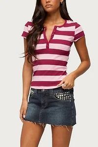 Edikted Rhianon Striped Henley Top
