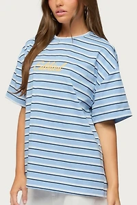 Edikted Chill Girl Striped Oversized T Shirt