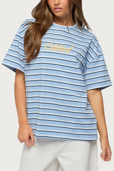 Edikted Chill Girl Striped Oversized T Shirt
