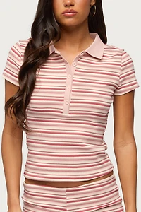 Edikted Noelia Striped Polo Top