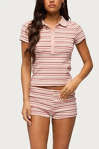 Edikted Noelia Striped Polo Top