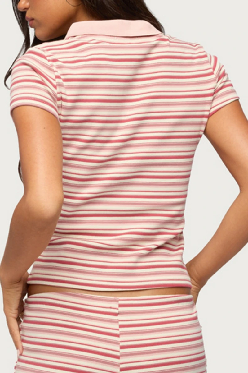 Edikted Noelia Striped Polo Top