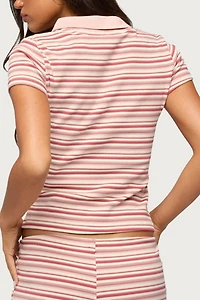 Edikted Noelia Striped Polo Top