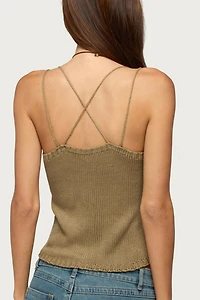 Edikted Fernie Bead Fringe Knit Top