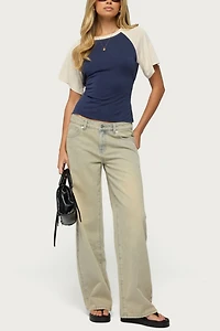 Edikted Fraise Contrast Back Tie Raglan Top