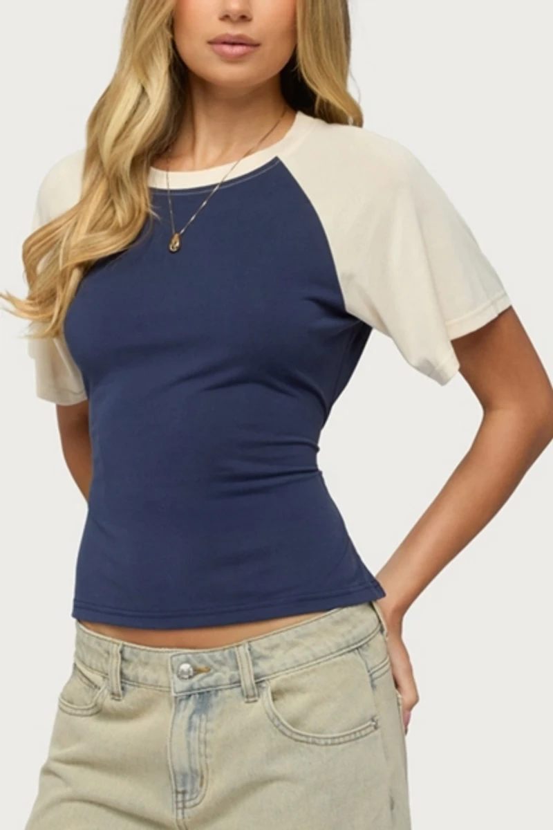 Edikted Fraise Contrast Back Tie Raglan Top