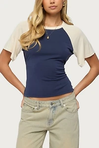 Edikted Fraise Contrast Back Tie Raglan Top