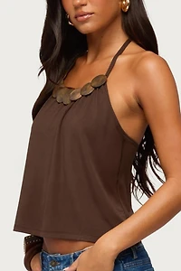 Edikted Gale Wood Disc Halter Top