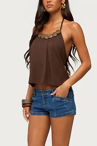 Edikted Gale Wood Disc Halter Top