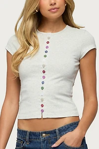 Edikted Cary Mixed Button Up T Shirt