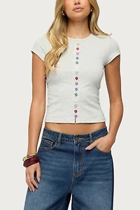 Edikted Cary Mixed Button Up T Shirt