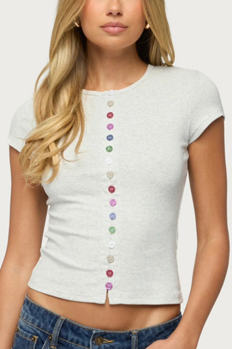 Edikted Cary Mixed Button Up T Shirt