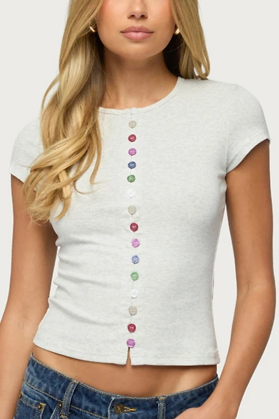 Edikted Cary Mixed Button Up T Shirt