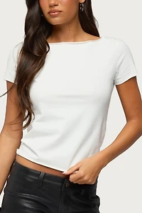 Edikted Rea Shredded Cutout Lacey Top