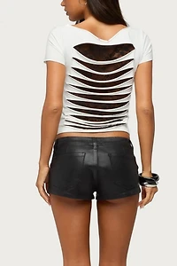 Edikted Rea Shredded Cutout Lacey Top