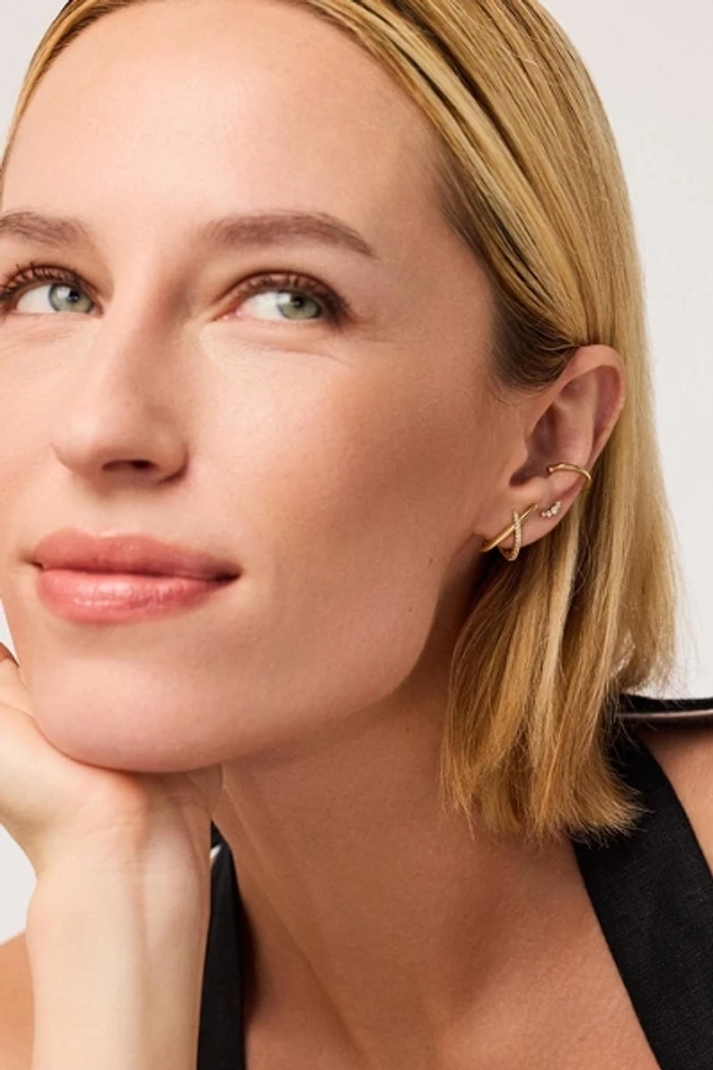 Ana Luisa Sloane Pave Gold Stud Earrings