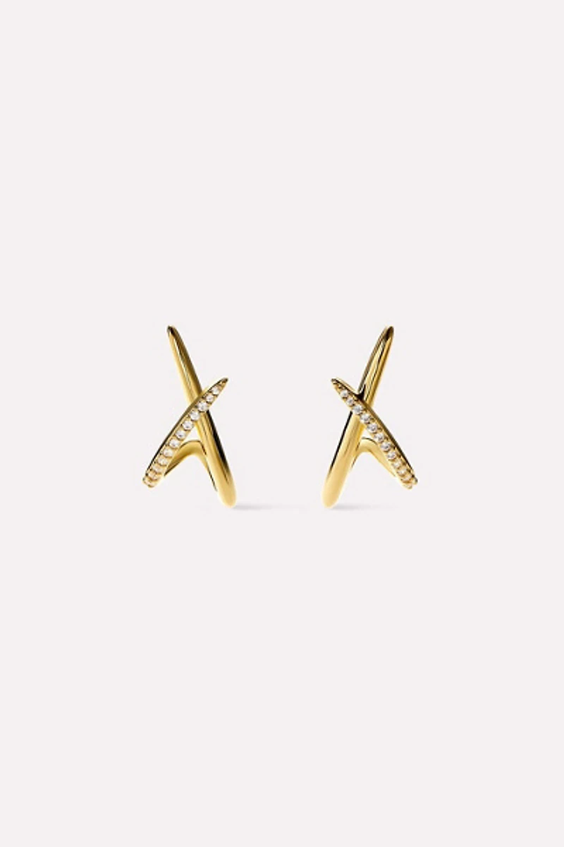 Ana Luisa Sloane Pave Gold Stud Earrings