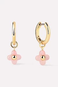Ana Luisa Liora Hoops Rose Quartz Flower Earrings