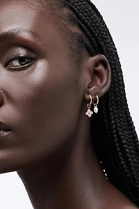 Ana Luisa Liora Hoops Rose Quartz Flower Earrings