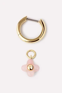 Ana Luisa Liora Hoops Rose Quartz Flower Earrings