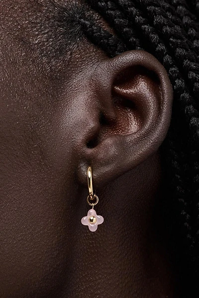 Ana Luisa Liora Hoops Rose Quartz Flower Earrings