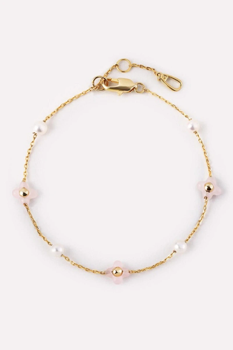 Ana Luisa Hannah Bracelet Rose Quartz Flower Bracelet