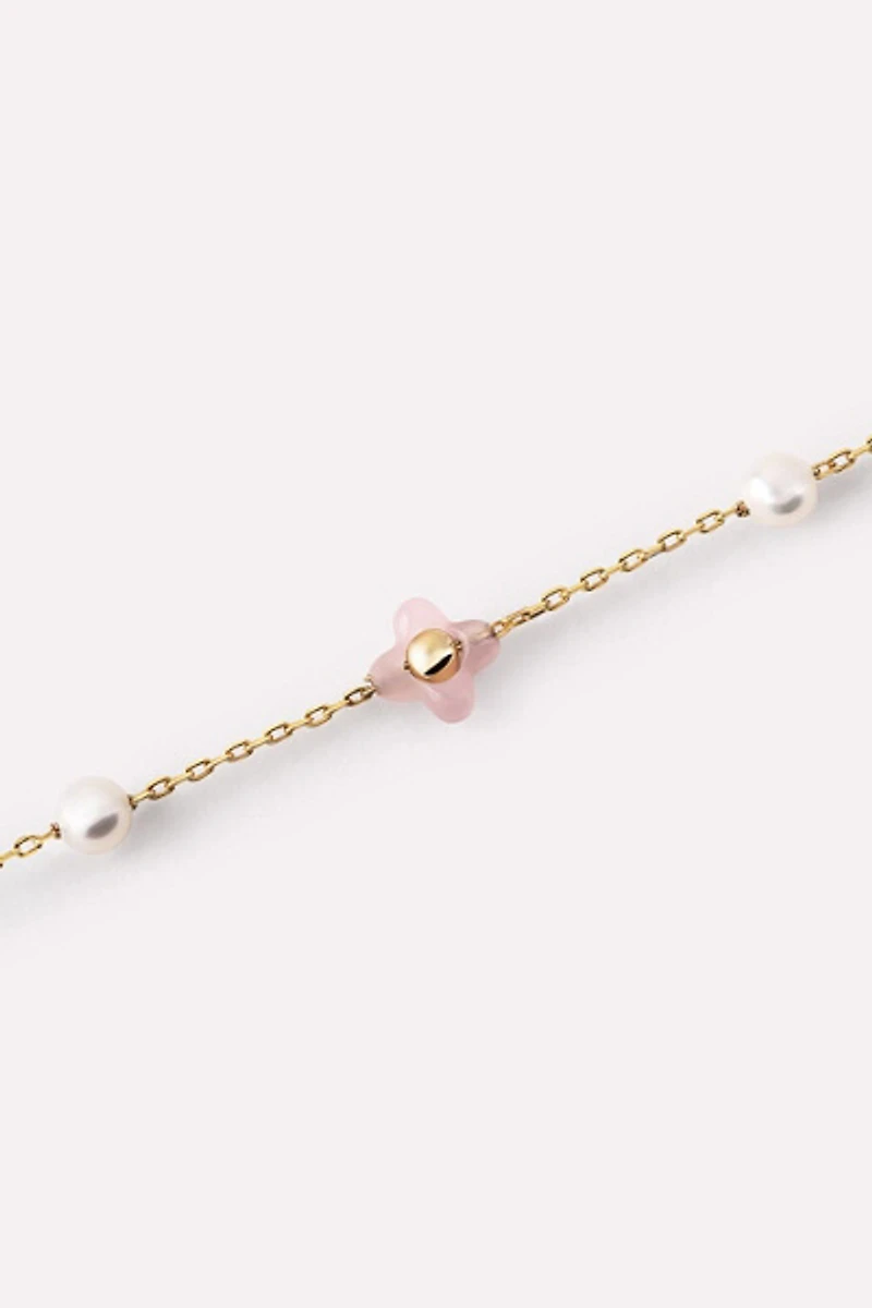 Ana Luisa Hannah Bracelet Rose Quartz Flower Bracelet