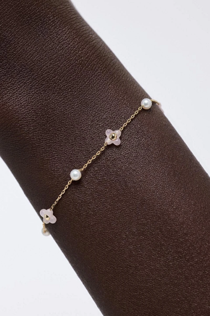 Ana Luisa Hannah Bracelet Rose Quartz Flower Bracelet