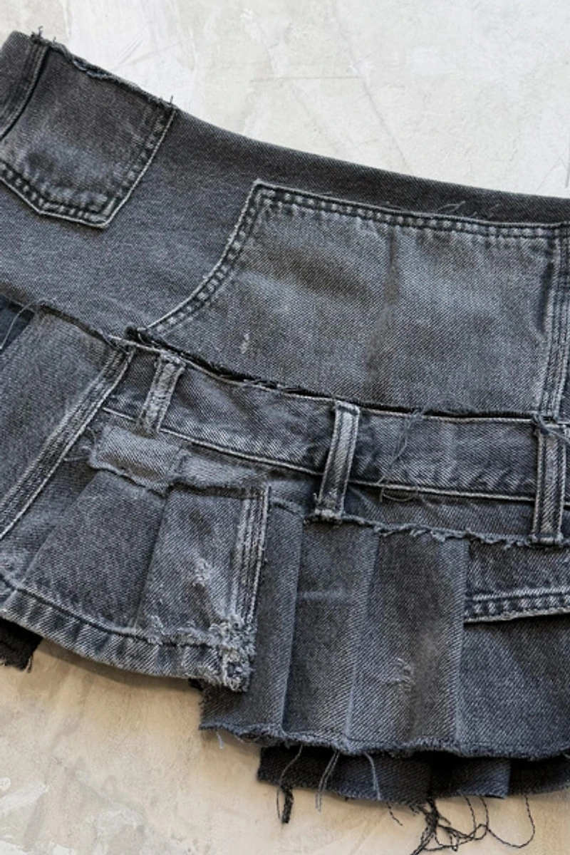 Mindblown Charcoal Patchwork Skirt