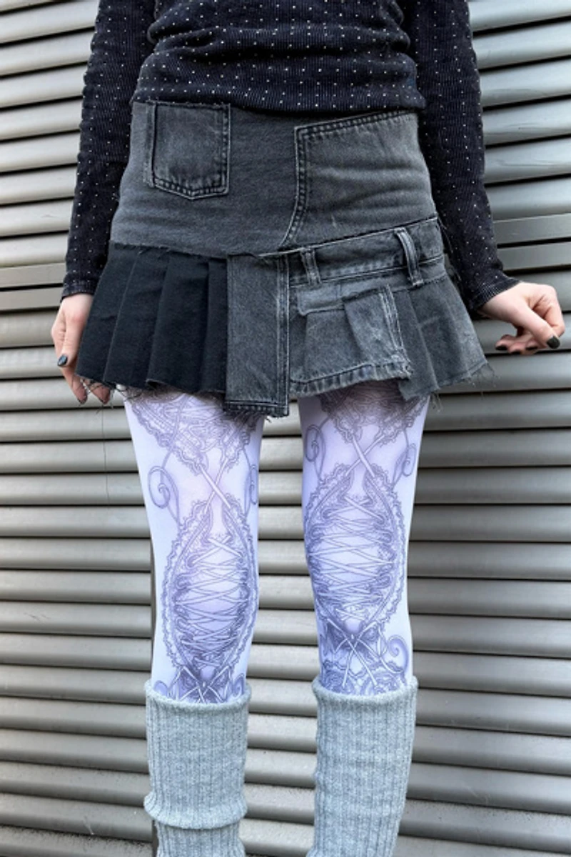 Mindblown Charcoal Patchwork Skirt