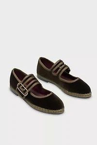 Flabelus Matilda Velvet Mary Jane Flat