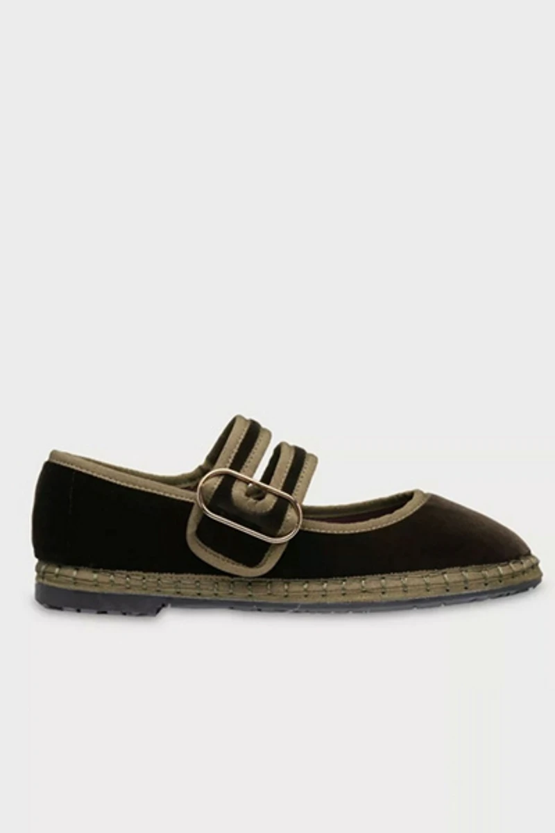 Flabelus Matilda Velvet Mary Jane Flat