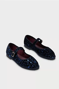 Flabelus Seraphina Velvet Glitter Splatter Mary Jane Flat