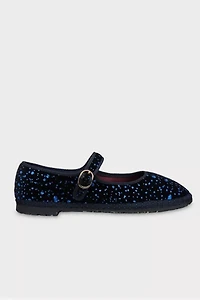 Flabelus Seraphina Velvet Glitter Splatter Mary Jane Flat