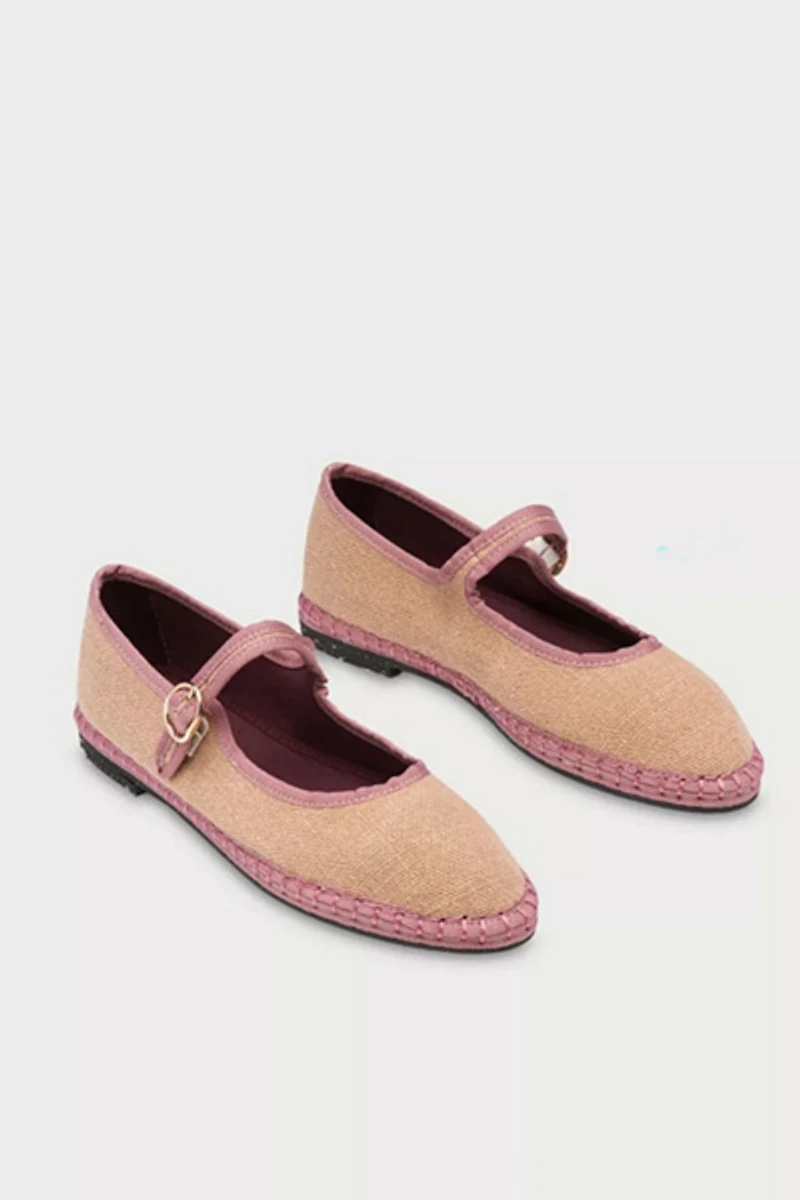 Flabelus Dora Linen Mary Jane Flat