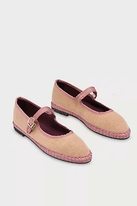 Flabelus Dora Linen Mary Jane Flat