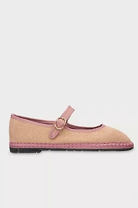 Flabelus Dora Linen Mary Jane Flat