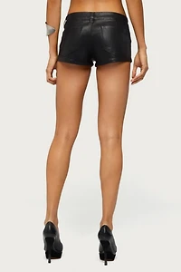 Edikted Santino Coated Denim Micro Shorts