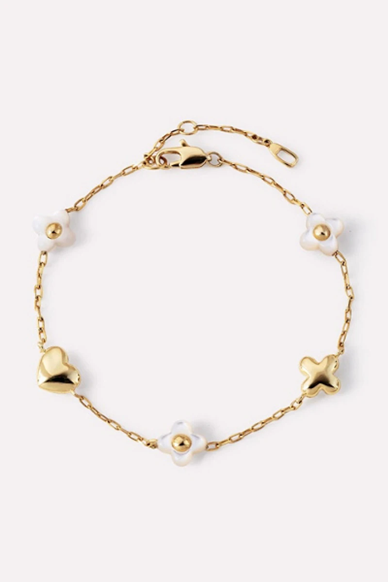 Ana Luisa Azura Mother of Pearl Gold Charm Bracelet