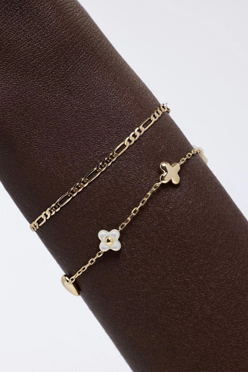 Ana Luisa Azura Mother of Pearl Gold Charm Bracelet
