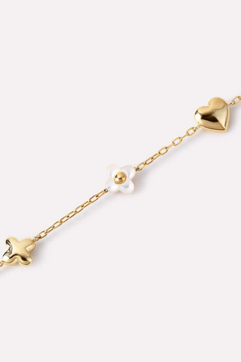 Ana Luisa Azura Mother of Pearl Gold Charm Bracelet