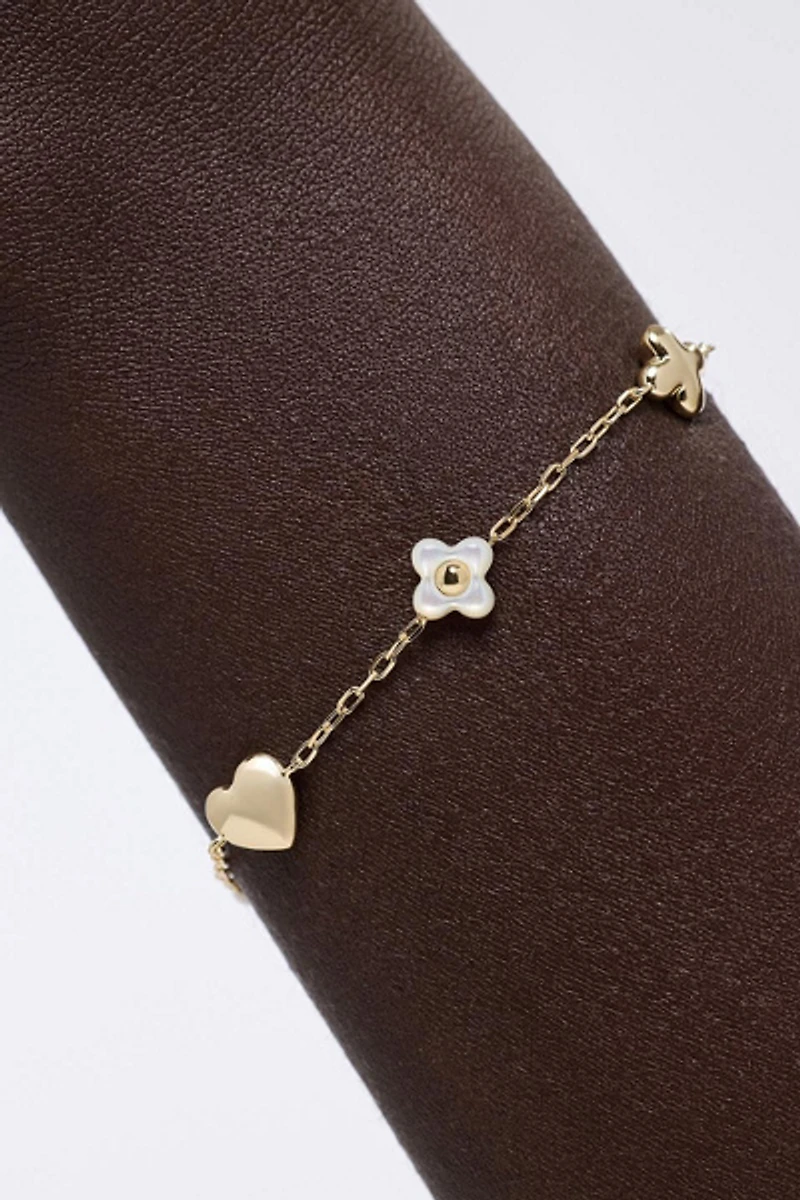 Ana Luisa Azura Mother of Pearl Gold Charm Bracelet
