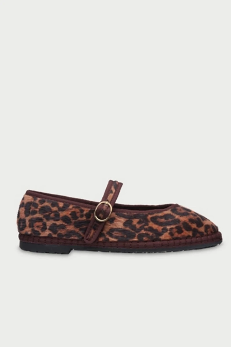 Flabelus Pierre Faux Fur Leopard Mary Jane
