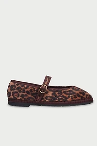 Flabelus Pierre Faux Fur Leopard Mary Jane