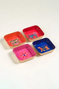 Zsa Zsa Zsu Nanpur Patterned Square Metal Decorative Tray Set