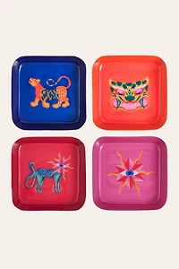 Zsa Zsa Zsu Nanpur Patterned Square Metal Decorative Tray Set