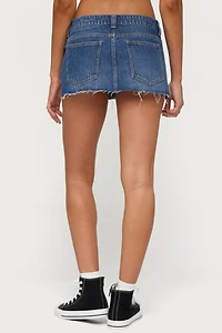 Edikted Nylah Distressed Denim Mini Skort